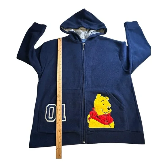 Vintage Winnie The Pooh 1/4 Zip Hoodie Fall Leaves Women's Medium Sz Blue Fleece - Picture 6 of 16
